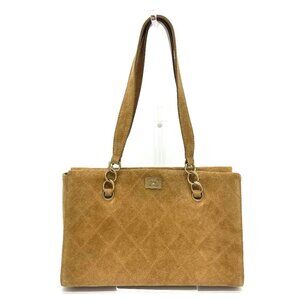CHANEL Matelasse Tote Shoulder Bag suede Brown